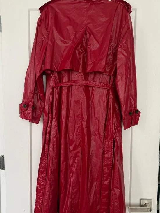 J Crew Rain or Shine Trench Coat in Red Patent Sz Medium - Picture 7 of 7